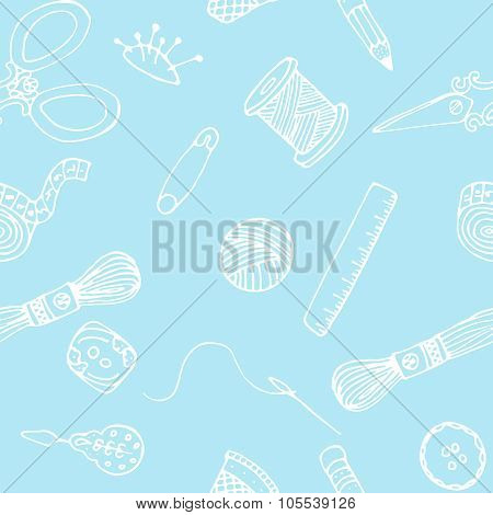 Sewing hand drawn vector pattern