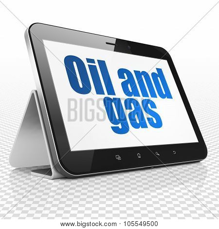 Manufacuring concept: Tablet Computer with Oil and Gas on display