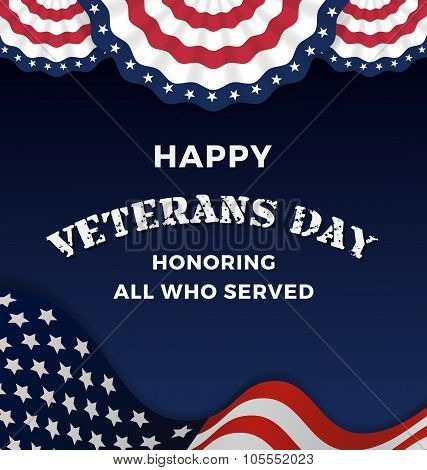 Happy Veterans Day on Dark Background