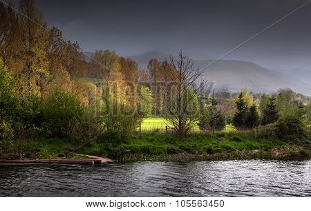 Brecon Beacons and river Usk