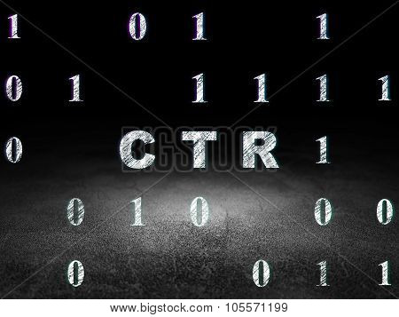 Business concept: CTR in grunge dark room