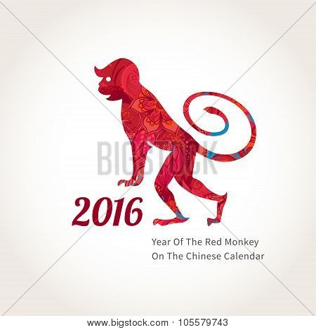 Monkey Symbol Of 2016 On The Chinese Calendar.