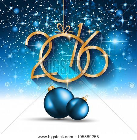 2016 Christmas and Happy New Year Party flyer. Complete layout with space for text for your dinner invitation, xmas parties or new year's eve party flyer.