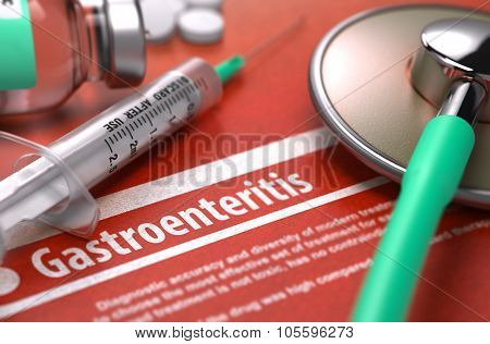 Gastroenteritis - Printed Diagnosis. Medical Concept.