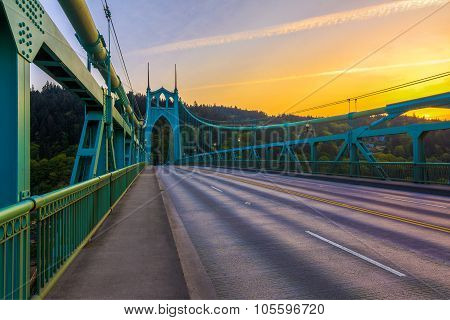 St. John's Bridge In Portland Oregon, Usa