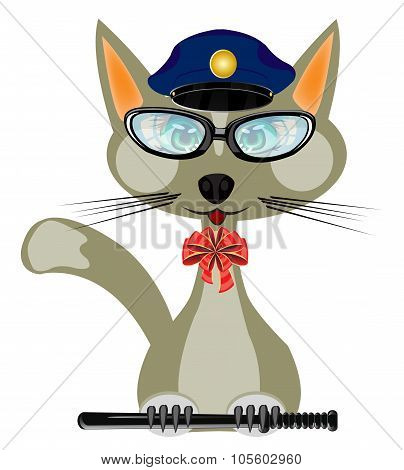 Cat in form of the police bodies