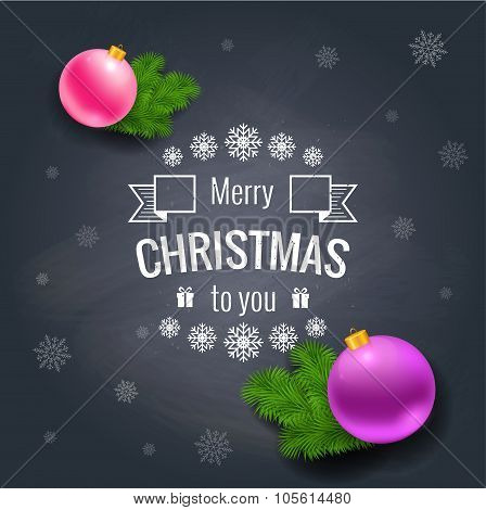 Merry Christmas greetings logo on chalkboard