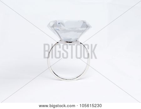 Single diamond ring on white