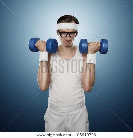 Funny Sport Nerd Lifting Weights