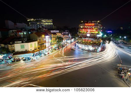 Hanoi old quarter at night.