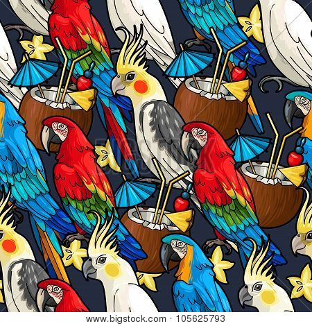 Macaw and cocktail