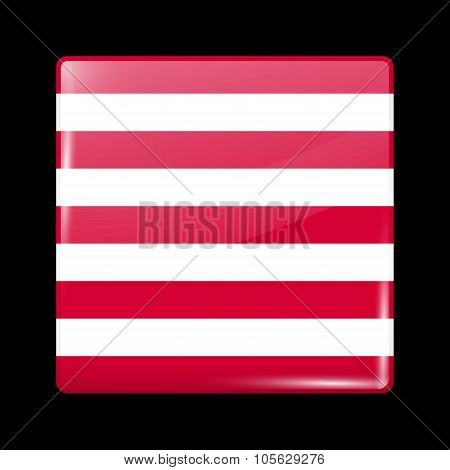 Indonesia Variant Flag Naval Ensign. Glassy Icon Square Shape