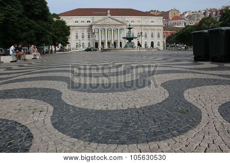 Dona Maria Teathre In Rossio Square In Lisbon