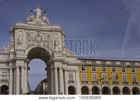 Rua Augusta Arch And Colonnade In Lisbon