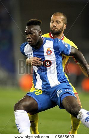 BARCELONA - OCT, 3: Felipe Caicedo of RCD Espanyol during a Spanish League match against Sporting Gijon at the Power8 stadium on October 3 2015 in Barcelona Spain