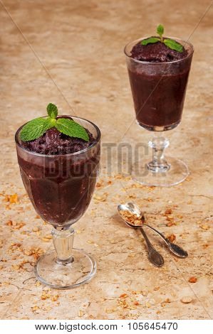 Acai Pulp In Glass With Fresh Mint