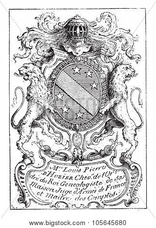 Bookplate, vintage engraved illustration. Magasin Pittoresque 1877.