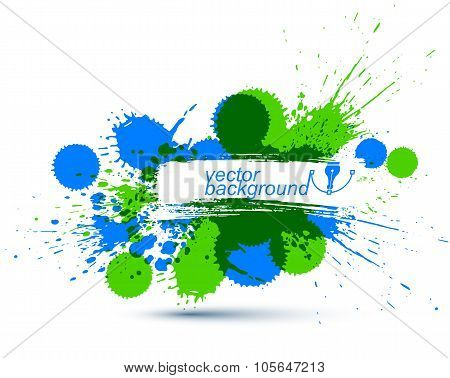 Colorful Vector Ink Splash Seamless Pattern With Overlap Circles, Bright Graphic Art Repeat Backgrou