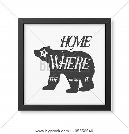 Quote typographical Background in the realistic square black frame
