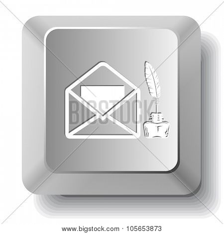 mail with feather and inkstandn. Raster computer key.
