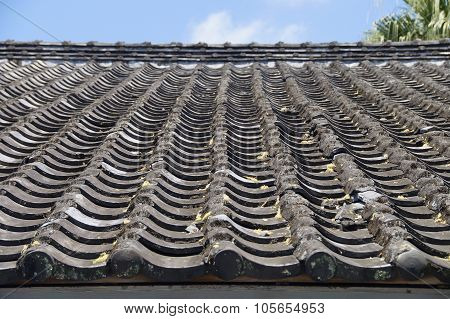 Old style of roof tile closeup