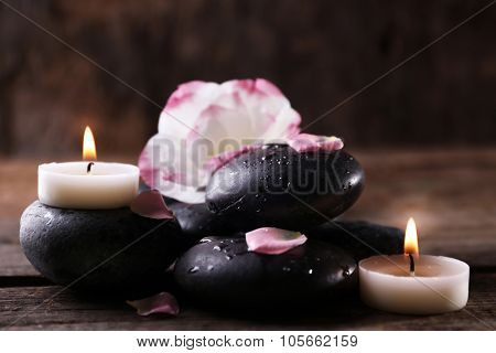 Beautiful relaxing composition  on wooden background