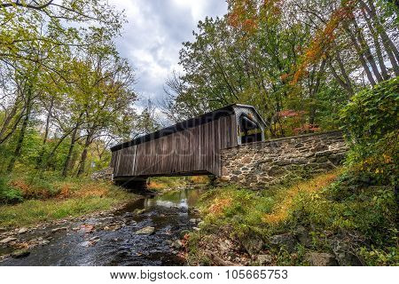 Pennsylvania Covered Bridge In Autumn
