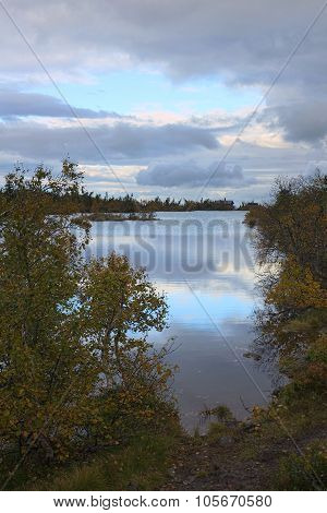 Swedish Lake At Oestfjaellstugan Near Saelen