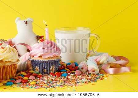 Fun Kid Sweets With Milk