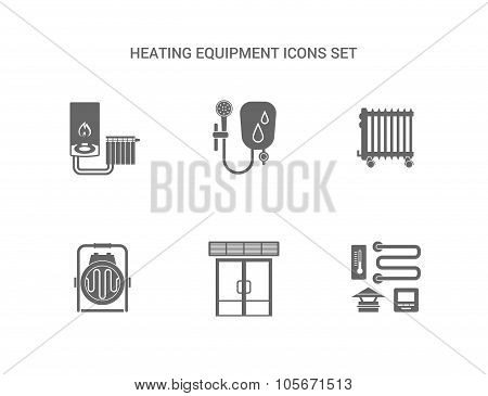 Heating Equipment Icons Set