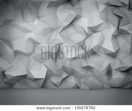 Abstract white polygon wall background.