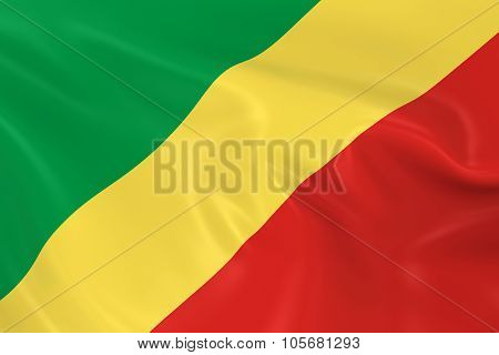 Waving Flag Of The Republic Of The Congo - 3D Render Of The Congolese Flag With Silky Texture