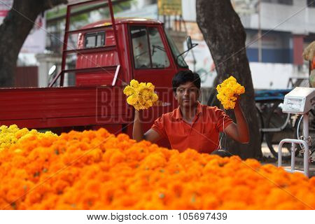 Pune, India - October 21, 2015: Flowers Display