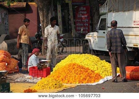 Pune, India - October 21, 2015: Festive Flower Shop