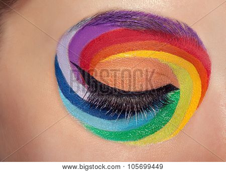 Closed Eye With Colors Spectrum Make Up Around It