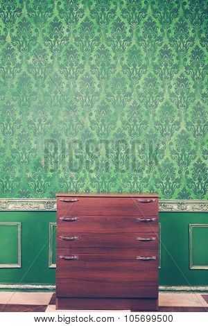 Luxury Vintage Interior With Rococo Pattern Background