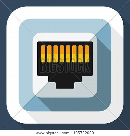 Network Socket Icon With Long Shadow