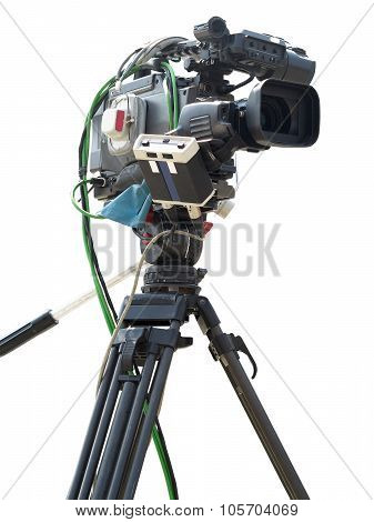 Tv Professional Studio Digital Video Camera Isolated On White