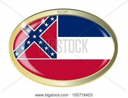 Mississippi State Flag Oval Button