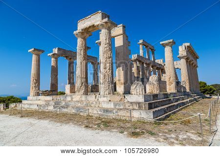 Aphaia Temple On Aegina Island, Greece