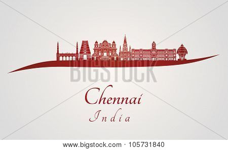 Chennai Skyline In Red