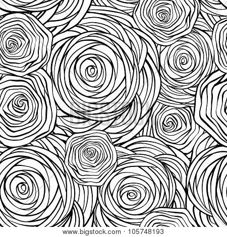 Stylized roses seamless pattern