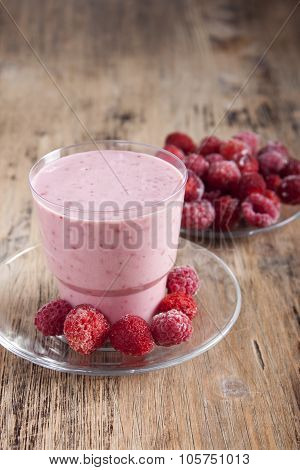 Smoothies Of Frozen Raspberries And Strawberries    .