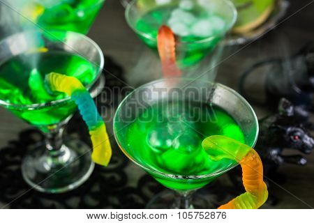 Fresh non-alcoholic cocktails prepared for Halloween party.