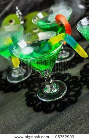 Fresh non-alcoholic cocktails prepared for Halloween party.