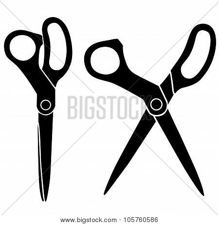 Silhouette Image Of Opening And Closing Stationery Scissors