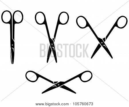 Silhouette Image Of Opening And Closing Small Scissors