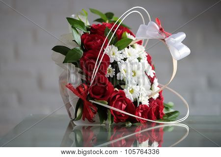 Bunch Of Roses And Chrysanthemums