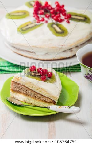 Cake With Cream Kiwi And Kalina