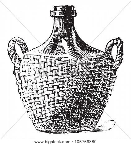 Carboy or Demijohn, vintage engraved illustration. Dictionary of words and things - Larive and Fleury - 1895.